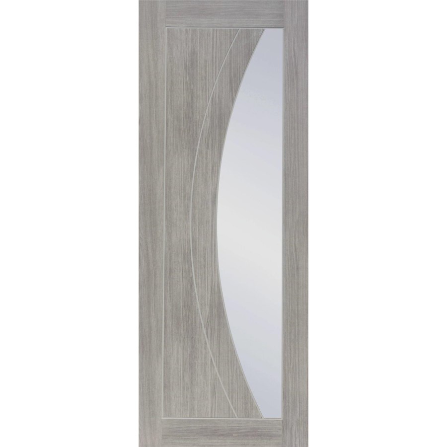 Internal Grey Laminate Glazed Door with Clear Glass - Pre-Finished - 1981 x 610 x 35mm - Salerno - XL Joinery