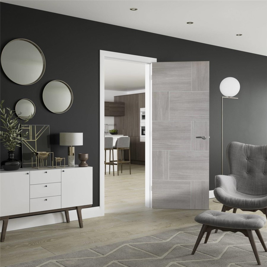 Internal Grey Woodgrain Laminate FD30 Fire Door - Pre-Finished - 1981 x 838 x 44mm - Ravenna - XL Joinery