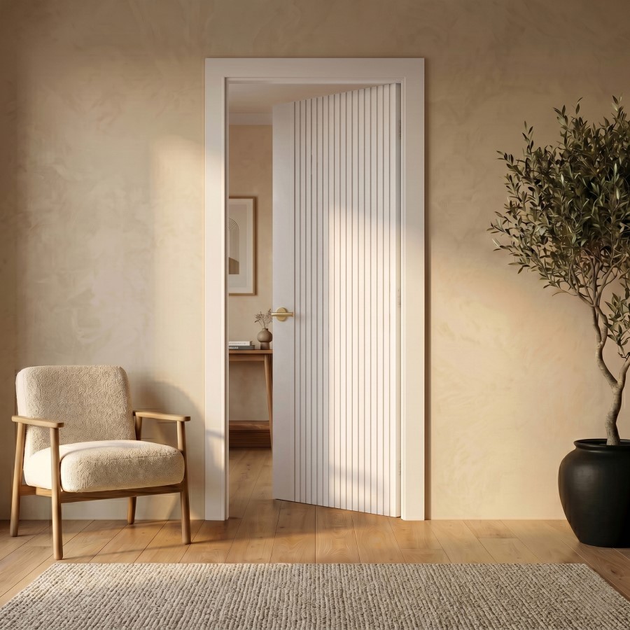 Internal White Laminate Door - Pre-Finished - 1981 x 838 x 35mm - Stria - XL Joinery