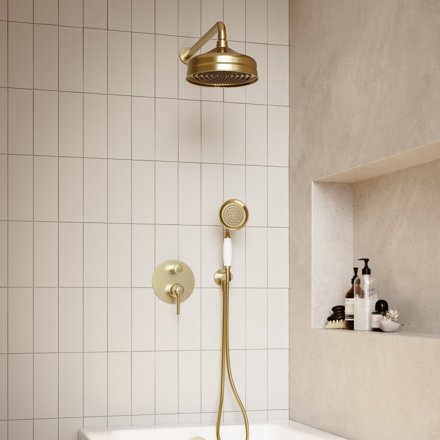 Brushed Brass Traditional Shower Handset and Hose - Lyla