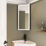 Single Door Corner Black Bathroom Mirror Cabinet with Lights 300 x 600mm - Lykos