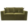 2 Seater Pull-Out Sofa Bed in Olive Green Velvet - Layton