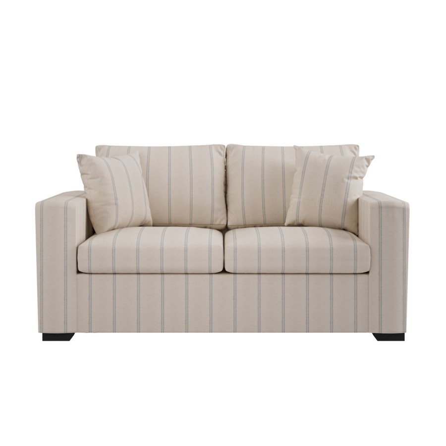 2 Seater Pull-Out Sofa Bed in Blue Stripe Chenille - Layton 