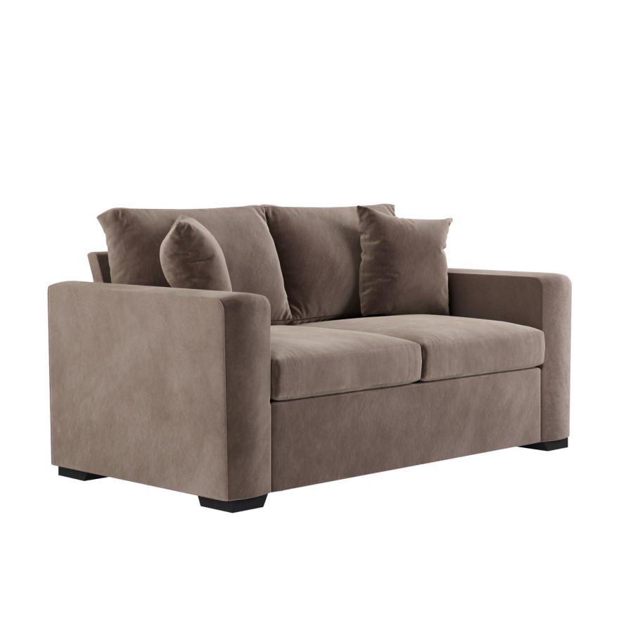 2 Seater Pull-Out Sofa Bed in Mink Velvet - Layton 