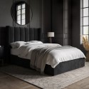 A1/MAD019SDA GRADE A1 - Black Velvet Small Double Ottoman Bed with Winged Headboard - Maddox