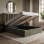 Khaki Velvet Double Ottoman Bed with Winged Headboard - Maddox