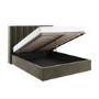 Khaki Velvet Double Ottoman Bed with Winged Headboard - Maddox