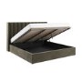 Khaki Velvet Super King Ottoman Bed with Winged Headboard - Maddox
