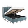 Blue Velvet King Size Ottoman Bed With Winged Headboard - Maddox
