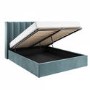 Blue Velvet King Size Ottoman Bed With Winged Headboard - Maddox