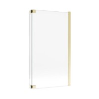 Brushed Brass Pivot L Shape Shower Bath Screen 1450 x 955mm - Maia