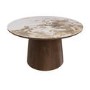 Round Walnut and Neutral Marble Effect Nest of 2 Tables - Malia