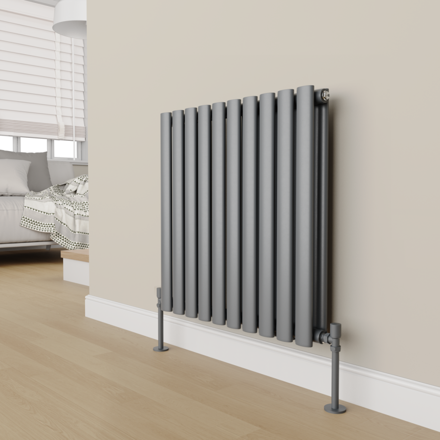 Elego Anthracite Gray Modern Manual Angled Radiator Valves (pair)