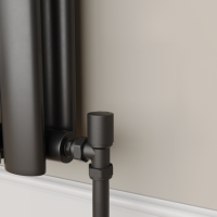 Elego Matte Black Modern Manual Angled Radiator Valves (pair)