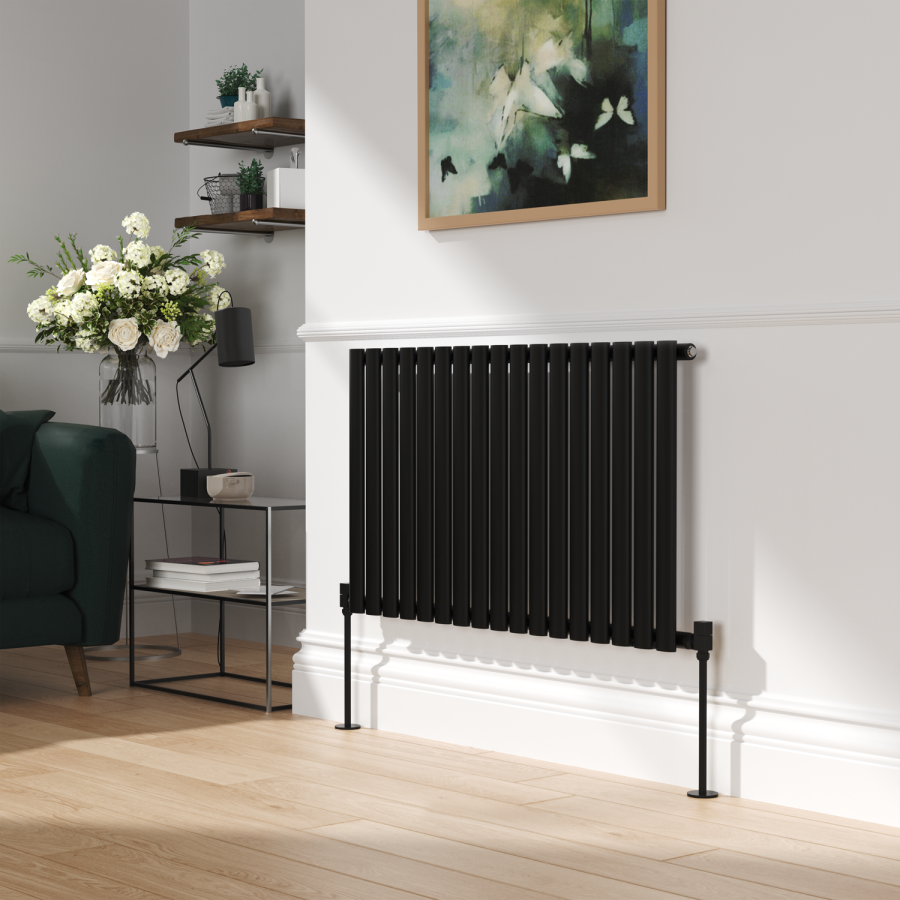 Elego Matte Black Modern Manual Angled Radiator Valves (pair)