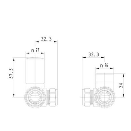 Elego Matte Black Modern Manual Corner Radiator Valves With Lockshield