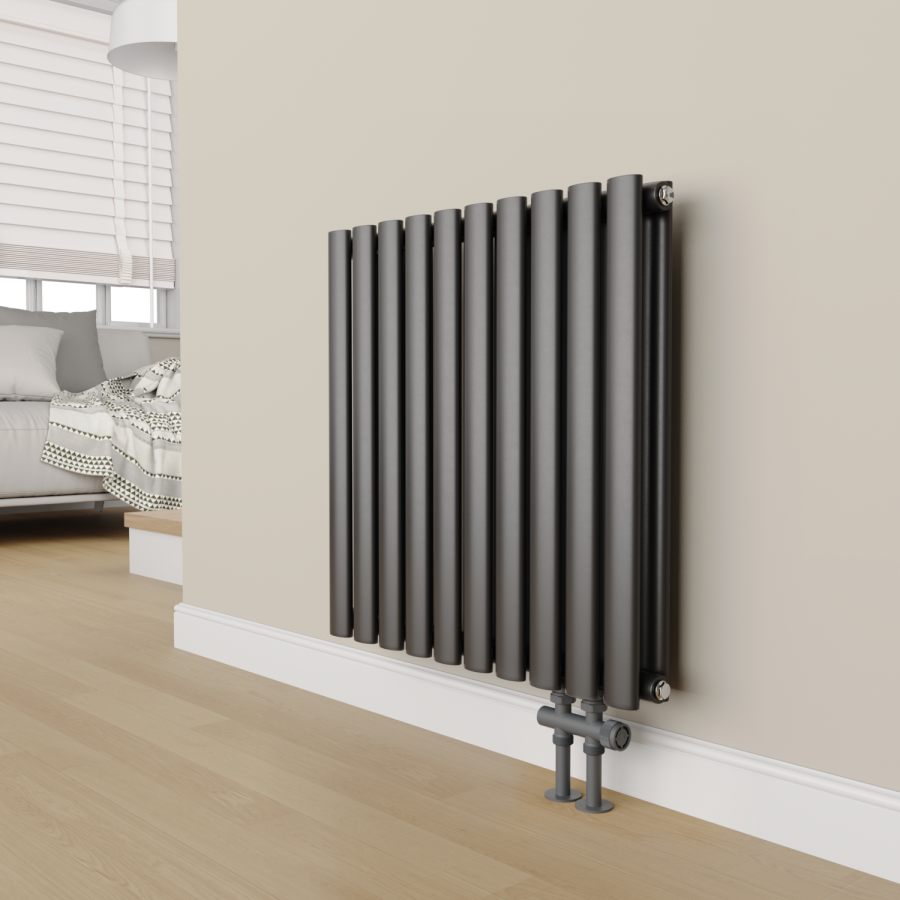 Elego Anthracite Gray Modern Manual H Block Radiator Valves 