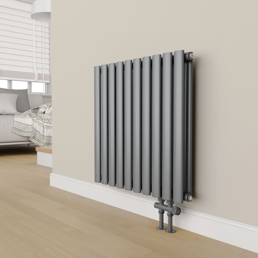 Elego Anthracite Gray Modern Manual H Block Radiator Valves 