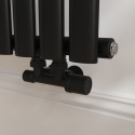 MAN-HBA-3MB Elego Matte Black Modern Manual H Block Angled Radiator Valves (pair)