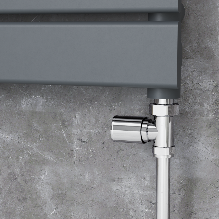 Elego Chrome Modern Manual Straight Radiator Valves (pair)