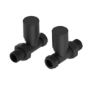 Elego Matte Black Modern Manual Straight Radiator Valves (pair)