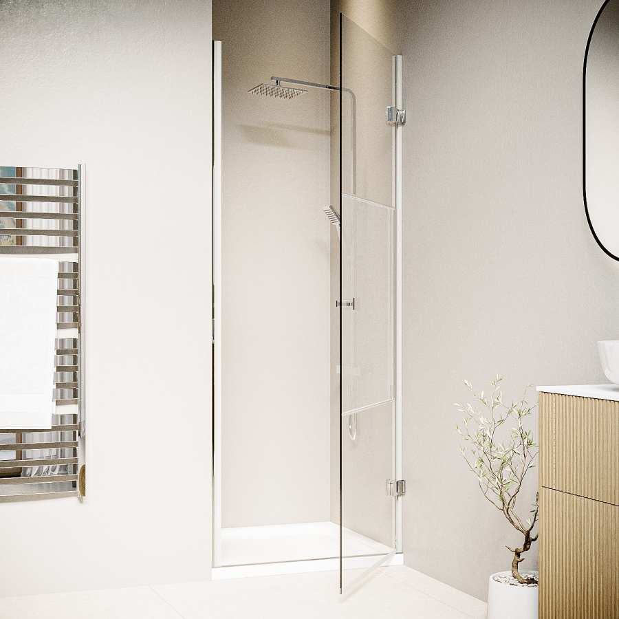 800mm Ribbed / Fluted Glass Right Hand Hinged Door Shower Enclosure 8mm Glass - Matira
