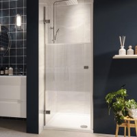 900mm Ribbed / Fluted Glass Left Hand Hinged Door Shower Enclosure 8mm Glass - Matira