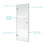 900mm Ribbed / Fluted Glass Left Hand Hinged Door Shower Enclosure 8mm Glass - Matira