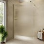 1200mm Brushed Brass Ribbed / Fluted Glass Shower Screen for Wet Room & Walk In Shower - Matira