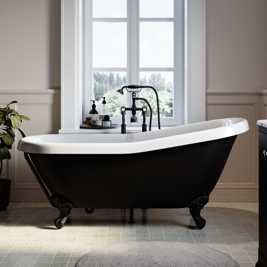 Traditional Exposed Bath Waste - Matt Black