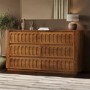Wide Dark Wood Curved 6 Drawer Chest of Drawers - Fully Assembled - Meena