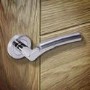 Internal Silver Polished/Satin Chrome Bathroom Lever Door Handle with Lock, Latch and Hinges Pack - 65mm Latch - Meuse - XL Joinery