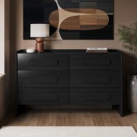 Wide Black 6 Drawer Chest of Drawers - Margot