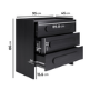 Wide Black 3 Drawer Chest of Drawers - Margot 