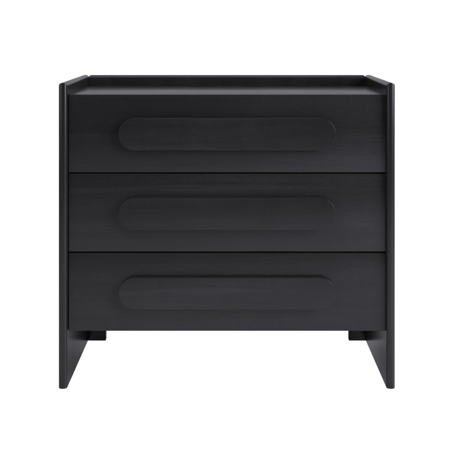 Wide Black 3 Drawer Chest of Drawers - Margot 