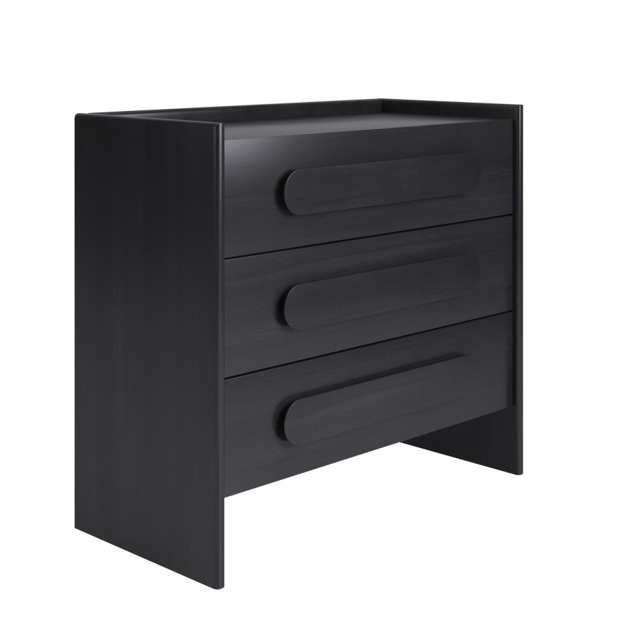 Wide Black 3 Drawer Chest of Drawers - Margot 