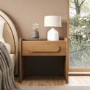 Wide Wooden 1 Drawer Bedside Table - Margot
