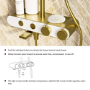 Brushed Brass Round Thermostatic 3 Outlet Mixer Shower Set with Bath Filler Spout Push Buttons and Shelf- Mika