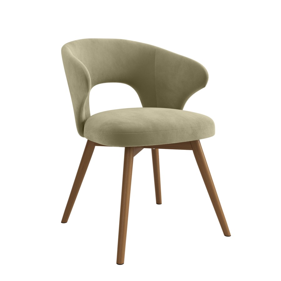 Set of 2 Sage Green Velvet Swivel Dining Chairs with Oak Legs - Mila