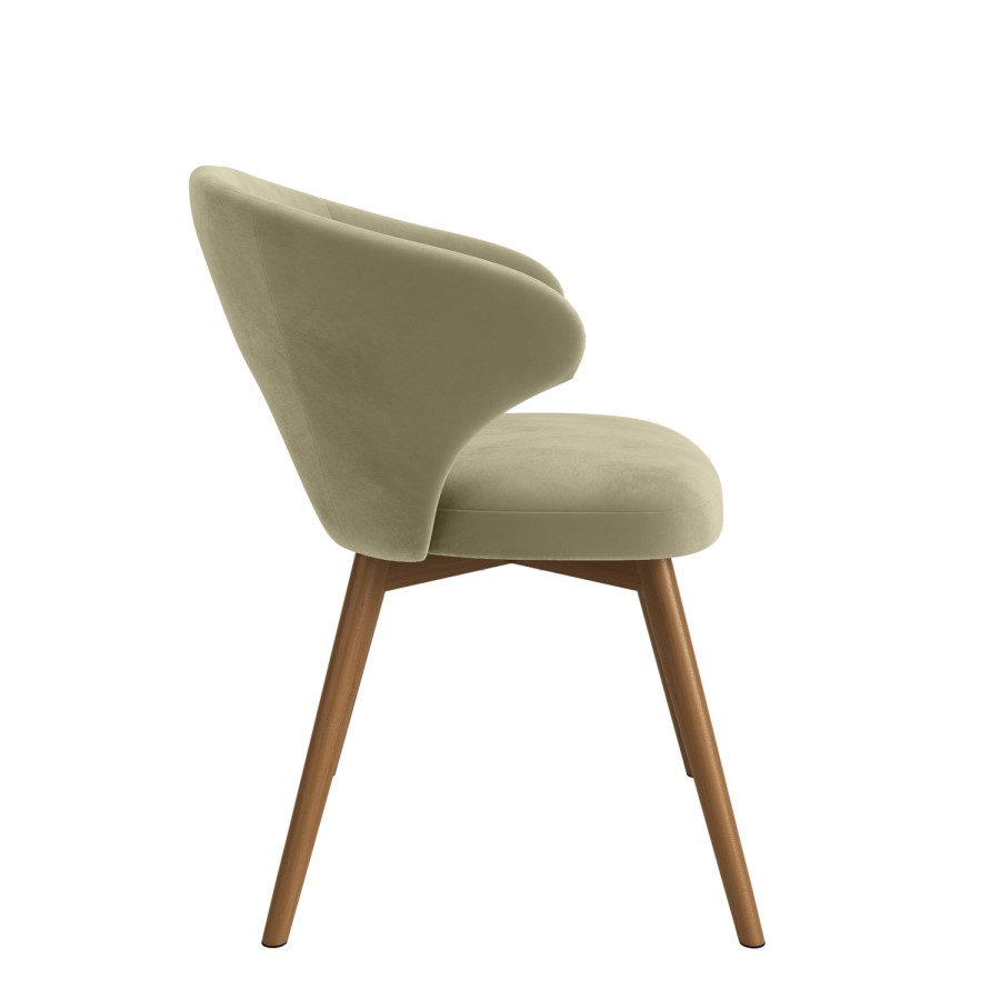 Set of 2 Sage Green Velvet Swivel Dining Chairs with Oak Legs - Mila