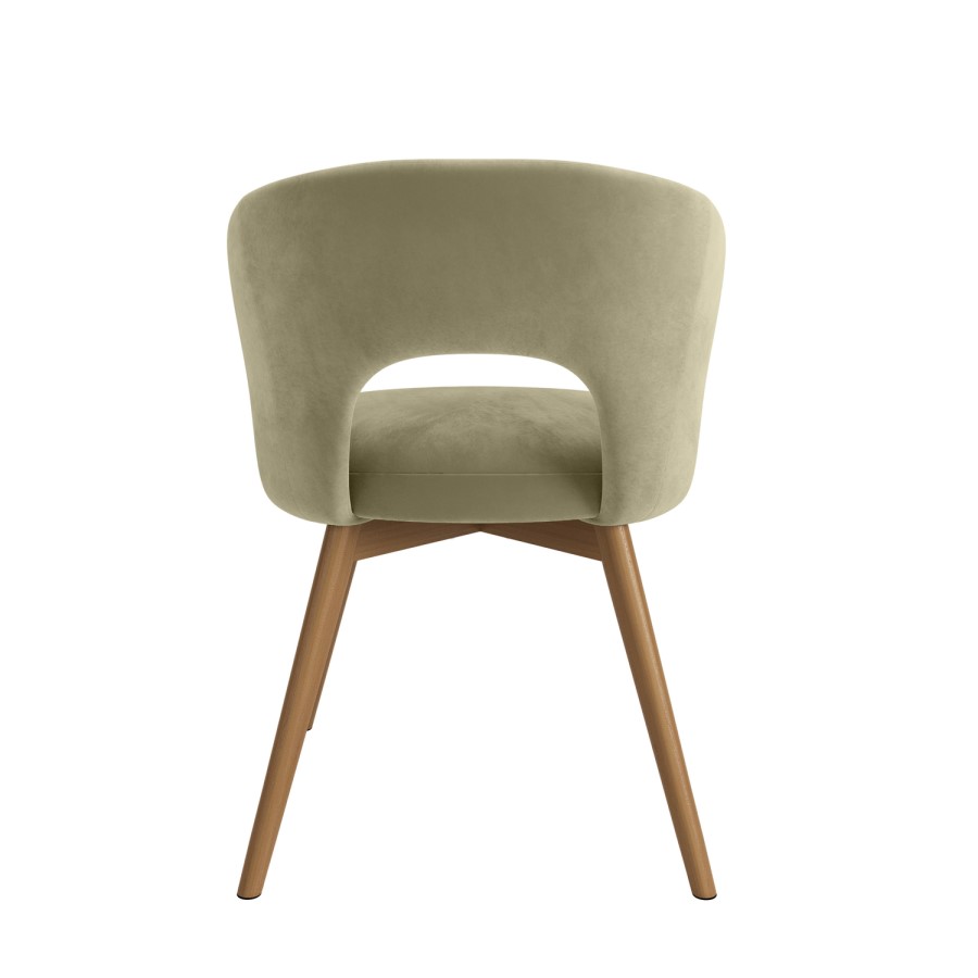 Set of 2 Sage Green Velvet Swivel Dining Chairs with Oak Legs - Mila