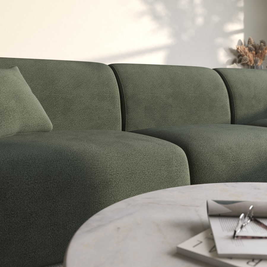 4 Seater L-Shape Chaise Corner Sofa in Green Chenille - Mahalia