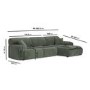 4 Seater L-Shape Chaise Corner Sofa in Green Chenille - Mahalia