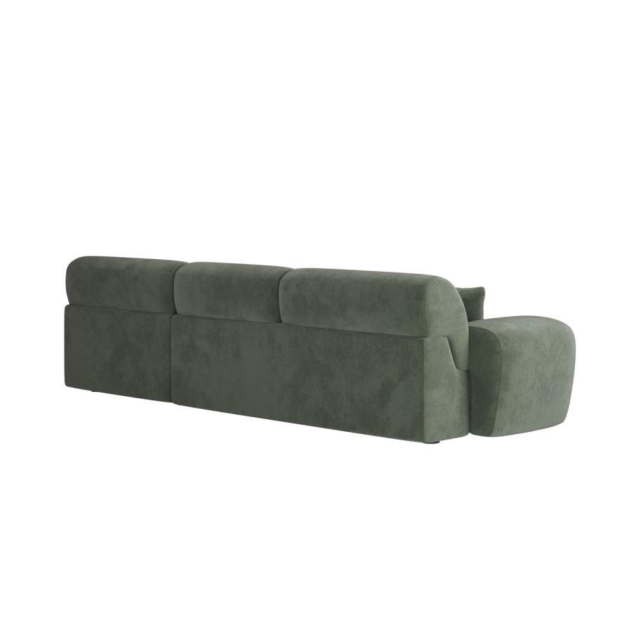 4 Seater L-Shape Chaise Corner Sofa in Green Chenille - Mahalia
