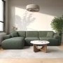 4 Seater L-Shape Chaise Corner Sofa in Green Chenille - Mahalia