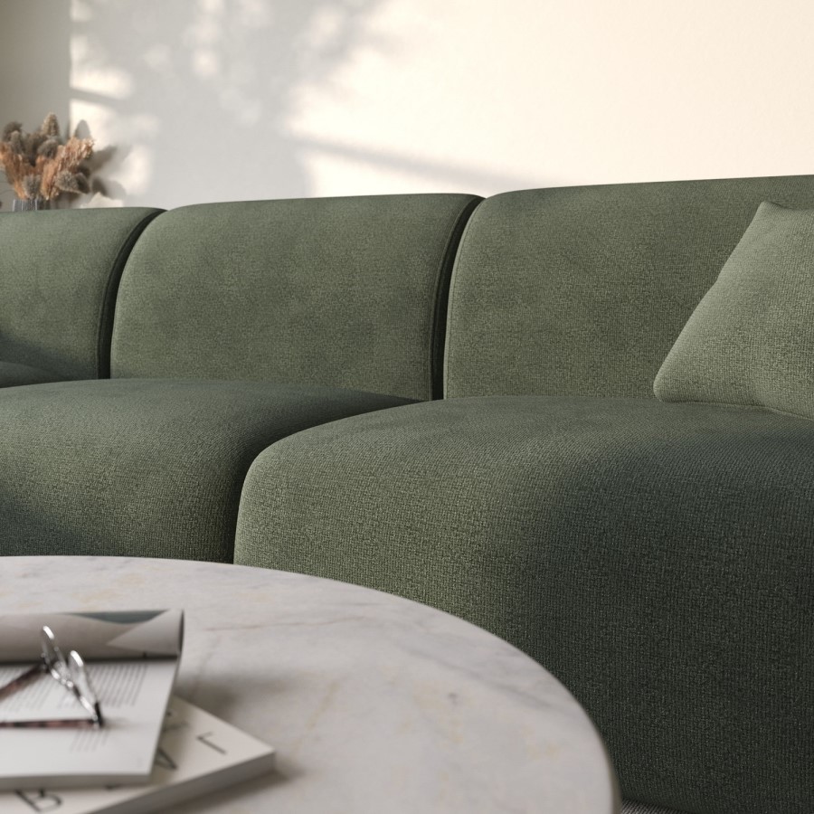 4 Seater L-Shape Chaise Corner Sofa in Green Chenille - Mahalia
