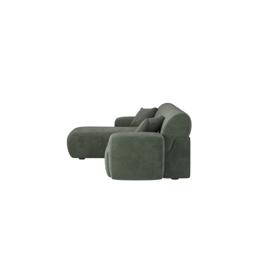 4 Seater L-Shape Chaise Corner Sofa in Green Chenille - Mahalia