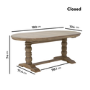 Farmhouse Extending Dining Table Set with 6 Beige Fabric Dining Chairs - Madeline