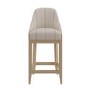 Set of 2 Beige and Blue Striped Upholstered Kitchen Stools with Solid Wood Legs - Madeline