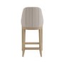 Set of 2 Beige and Blue Striped Upholstered Kitchen Stools with Solid Wood Legs - Madeline
